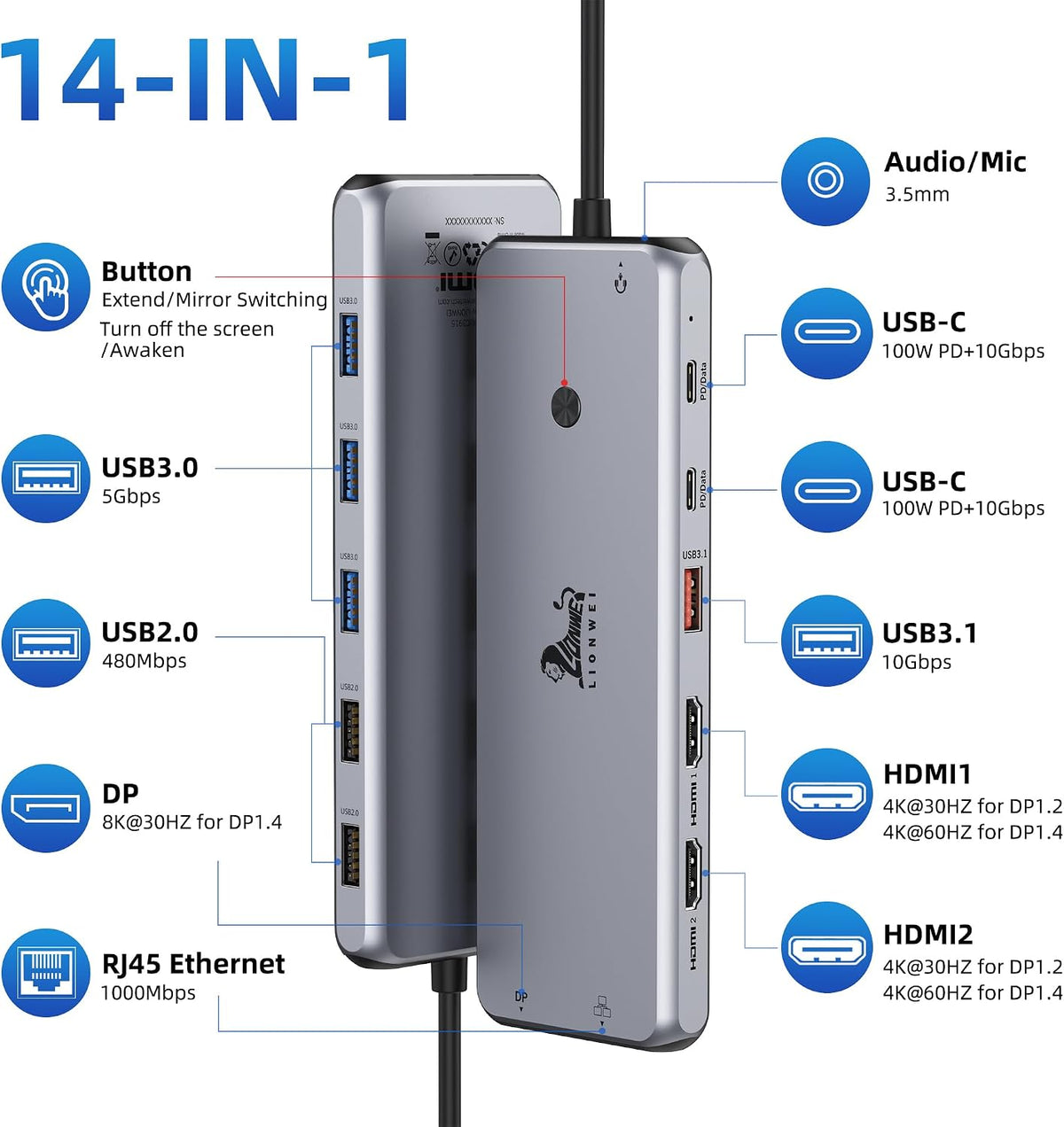 LIONWEI USB-C Docking Station